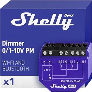 Shelly Dimmer Gen3-0-10V PM, Modulo Dimmer Smart Wi-Fi, Monitora il Consumo di Energia, Controllo Remoto di Luci Dimmerabili, Domotica, Android & iOS, Alexa e Google Home, Nessun Hub Richiesto