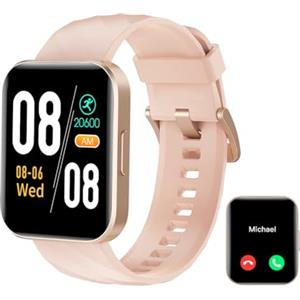 RUIMEN Smartwatch Donna Chiamate e Whatsapp Smart Watch con Saturimetro Contapassi Cardiofrequenzimetro Fitness Tracker Ciclo Mestruale Multisport Orologio Smart Android iOS Compatibile Rosa