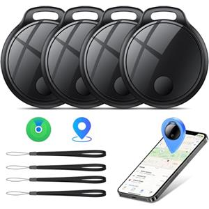 coioc Air Tracker Tag 4 pezzi Nero, Air Tracker Funziona Bluetooth Trova oggetti Compatibile con Apple Dov'è (solo iOS) Localizzatore Chiavi per Borse, Bagagli, Zaini, Batteria Sostituibile