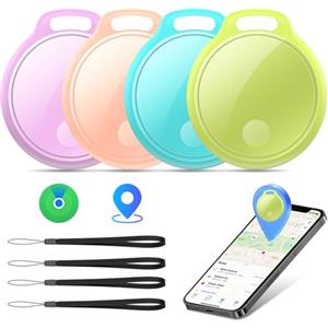 coioc Air Tracker Tag 4 pezzi, Air Tracker Funziona Bluetooth Trova oggetti Compatibile Apple (solo iOS) Localizzatore Chiavi Borse, Bagagli, Zaini, Batteria Sostituibile Rosa,Viola,Verde,Blu