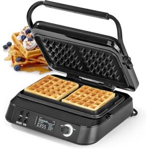 N8WERK Macchina per cialde Premium nella Midnight Edition | 1600W | 5 programmi | 7 livelli di doratura | Timer di conto alla rovescia | Piastre di riscaldamento extra profonde per cialde extra ariose