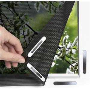 EASYmaxx Zanzariera antipolline per finestre con Magic Click | Tagliata su misura per tutte le finestre fino a 150 x 180 cm | Facile installazione con 12 magneti - senza forare o avvitare [Nero]