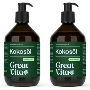 Mea Vita Olio di cocco MeaVita frazionato, confezione da 2 (2 x 500 ml) in bottiglia di vetro incl. pompa