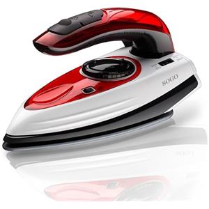 SOGO Mini ferro da stiro a vapore vestiti da 1100 W per viaggi, ferro da stiro ultra leggero e pieghevole, piastra a vapore piccola con suola in ceramica e doppia funzione di stiratura - raffiche di