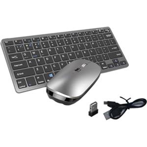 Yurhuit Kit tastiera e mouse wireless, tasti combinati Bluetooth ricaricabili da 2,4 G per tastiera iOS/Android/, colore grigio
