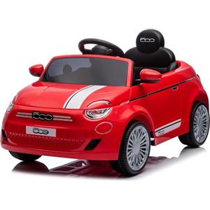 Mondial Toys Macchina Elettrica per Bambini 12V Fiat 500 Auto Giocattolo Full Optional con Telecomando Parentale Soft Start e Cintura di Sicurezza Rosso