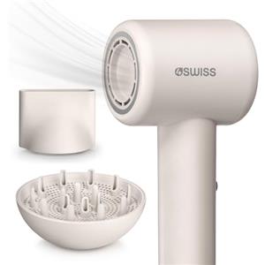 4SWISS F324 AirCare+ Asciugacapelli - 8 Modalità, Beccuccio Magnetico, 110.000 Giri/Min, Controllo Intelligente della Temperatura, Aria Fredda, Asciugatura Rapida, Basso Consumo, Leggero e Compatto