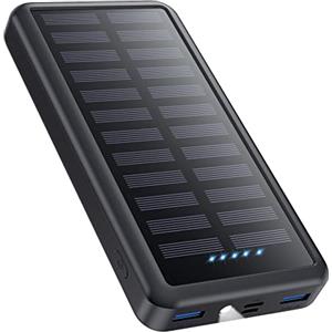 Pxwaxpy Power Bank USB C 26800mAh, Solare Caricabatterie Portatile 15W PD 3.0A Ricarica Rapida Caricatore Impermeabile 3 Uscita Powerbank con LED Torcia Batteria Esterna per iPhone Samsung Huawei, Tablet ecc