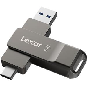 Lexar D40E 64 GB Dual Drive USB 3.2 Gen 1 Type-C Jump Drive, unità flash USB-C con alloggiamento in metallo e design girevole,Grigio Titanio