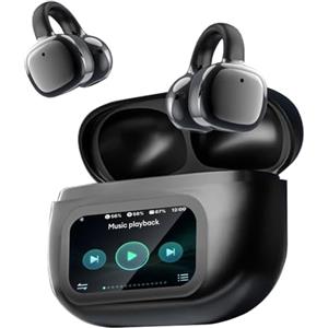 PTHTECHUS Cuffie Auricolari Aperte, Touchscreen Intelligente Auricolare Con Clip, Cuffia Traduzione, 3.7g Ultraleggero Comfort, 65 ore di Riproduzione, Auricolari Open Ear Bluetooth 5.4 (NERO)