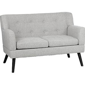 Totò Piccinni Divano KETTY in Tessuto divanetto imbottito con braccioli e piedi in legno (Tessuto Grigio, 2 Posti)