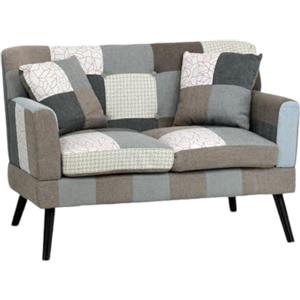Totò Piccinni Divano KETTY in Tessuto divanetto imbottito con braccioli e piedi in legno (Patchwork Elegant, 2 Posti)