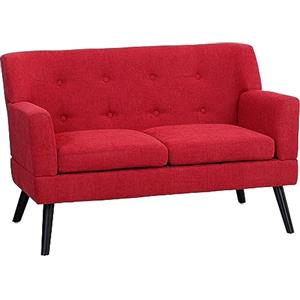 Totò Piccinni Divano KETTY in Tessuto divanetto imbottito con braccioli e piedi in legno (Tessuto Bordeaux, 2 Posti)