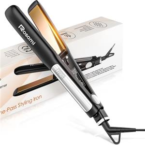 Rosami Piastra per Capelli 2 in 1 al Titanio, Ionica e Ultra Lucente, Riscaldamento Rapido 20s, Display LCD, Per Lisciare, Arricciare e Onde Perfette