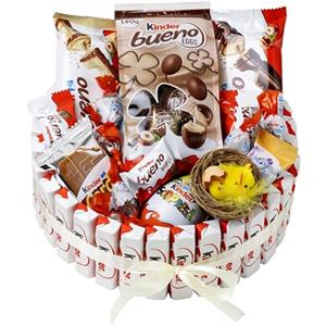 ONZA DULCE Y SALADO SWEET & SALTED Onza Cesto pasquale Kinder Bueno Cioccolato - Cesti pasquali regalo bambina di cioccolatini - Box Dolci Kinder assortiti di Uova di pasqua kinder 2026, Kinder Bueno Mini, Schokobos, Happy Hippo.