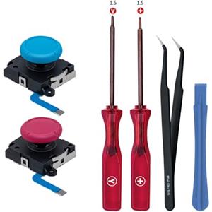 Tolesum Switch Joycon 3D Joystick Analogico Kit di Riparazione per NS Switch/Switch OLED Joy-Con/Switch Lite Controller con Strumenti di Riparazione -Rosso e blu-Non compatibile con NS Switch 2