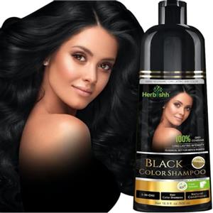Herbishh Hair Color Shampoo for Gray Hair-Natural Hair Dye Shampoo-Colors Hair in Minutes - Long-lasting color- 500 Ml - 3-In-1 Hair Color - Ammonia-Free | Herbishh (Black)