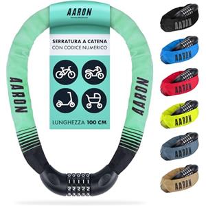 AARON Lock One - Catena antifurto per bicicletta con codice a 5 cifre - lucchetto in metallo e alta sicurezza - per bici elettrica, mountain bike, da trekking, da turismo, da corsa, veicoli elettrici