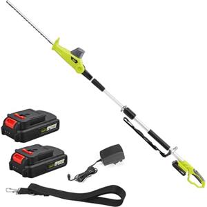 DEWINNER Tagliasiepi su palo senza fili telescopico, DEWINNER Elettrico Pole 20 V 2,0 Ah, Lunghezza: 45 cm, Capacità: 16 mm), con 2 batterie caricatore, palo di estensione da 2,4 m taglierina…