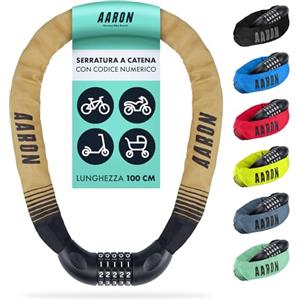 AARON Lock One - Catena antifurto per bicicletta con codice a 5 cifre - lucchetto in metallo e alta sicurezza - per bici elettrica, mountain bike, da trekking, da turismo, da corsa, veicoli elettrici