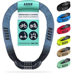 AARON Lock One - Catena antifurto per bicicletta con codice a 5 cifre - lucchetto in metallo e alta sicurezza - per bici elettrica, mountain bike, da trekking, da turismo, da corsa, veicoli elettrici