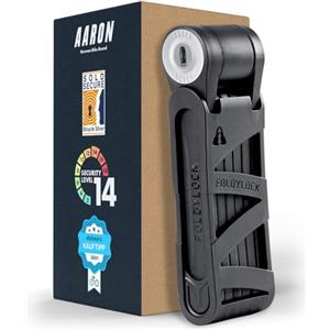 AARON - Lucchetto pieghevole sicuro livello 14, brevettato ad alta sicurezza con supporto, per bicicletta elettrica, bici da corsa, moto, mountain bike, colore nero