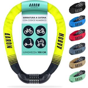 AARON Lock One - Catena antifurto per bicicletta con codice a 5 cifre - lucchetto in metallo e alta sicurezza - per bici elettrica, mountain bike, da trekking, da turismo, da corsa, veicoli elettrici