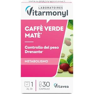 Vitarmonyl Caffè Verde e Mate - Integratore Stimolante del Metabolismo e Drenante - Energia Naturale con Caffeina - Favorisce la Sazietà e il Supporto Digestivo - 30 Capsule