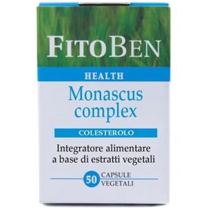 Fitoben | Monascus complex Integratore Naturale con Riso Rosso Fermentato, Berberis, Fieno greco, Coenzima Q10 per Normali Livelli di Colesterolo. 50 Capsule Vegetali.