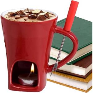Generico Ceramica per Fonduta di Cioccolato con Forchette E Candela, Sciogliere Tazzas Scaldacase per Dessert da Festa, Riunioni Familiari Celebrazioni Vacanze Divertenti