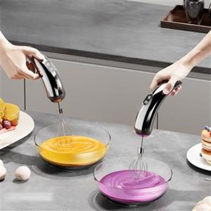 Vibsky Sbattitore elettrico ricaricabile per uova con 2 teste di frusta, miscelatore portatile a 5 velocità per pastella di crema di uova, montalatte alimentato tramite USB, 1500 mAh, nero