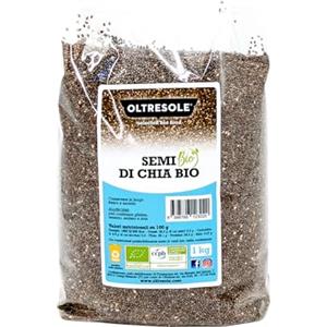 Oltresole, Semi di Chia Biologici 1 Kg, Superfood Ricco di Proteine e Fibre, Senza Additivi, Ideali per Muesli, Insalate e Prodotti da Forno, Confezione Ideale per Famiglie