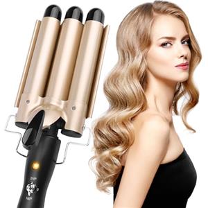 talifoca Ferro ondulato per capelli, arricciacapelli con 3 rulli con temperatura regolabile, ferro ondulato arricciacapelli 25mm Mermaid Hair Waver Riscaldamento rapido Grande onda per capelli lunghi/corti