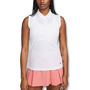 Nike Polo da golf senza maniche Dri-Fit Victory da donna, Bianco/nero, L
