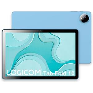Logicom - Fold 10 - Tablet Android 15 - Folio Gartuit - 10.1 Pollici - HD IPS - 6 GB RAM - 128 GB + 256 GB - WiFi 6 - Octa-Core - USB C - Telecamere 8MP e 5MP - Batteria 6000mAh - Blu