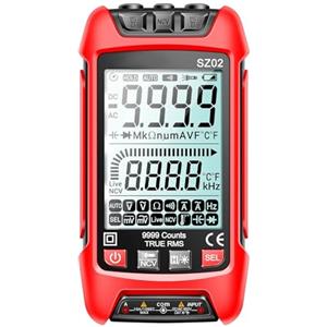 KKnoon SZ02 Multimetro digitale intelligente Gamma automatica 9999 conteggi NCV Misuratore universale Tester multifunzionale portatile Voltmetro Amperometro con retroilluminazione Torcia AC/DC