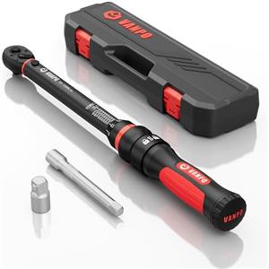 VANPO Chiave Dinamometrica 3/8'', 10-100Nm Chiavi Dinamometrica Set con Adattatore da 3/8 a 1/4, Barra di Prolunga 125 mm per Bici, Moto e Cambio Candela Auto,Lunghezza 40 cm, Impugnatura Ergonomica