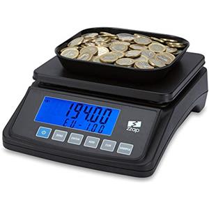 ZZap MS10 Bilancia contamonete - Conta 5 valute e altri articoli, conta 3 kg di monete, display retroilluminato, alimentato a batteria e molto altro!