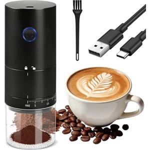 Focenat Macinacaffè Elettrico, Coffee Grinder Portatile con 38 Impostazioni Regolabili, USB Ricaricabile, Macina Caffè Granulometria Regolabile per semi e spezie, per Casa Ufficio Viaggi e Campeggio