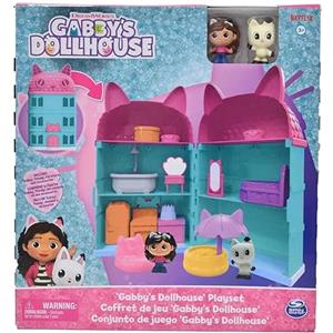 Spin Master DreamWorks Gabby's Dollhouse, casa delle bambole con personaggi e accessori, set da gioco Netflix, casa con gatto turchese e rosa