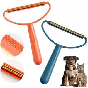 THQAE 2 Pezzi Levapelucchi Manuale Riutilizzabile, Togli Pelucchi per Rimuovi Peli Gatto e Cane, Portatile Leva Pelucchi per Maglioni, Abbigliamento e Tappeto (Arancione e Blu)