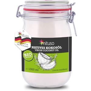 mituso olio di cocco biologico mituso, vergine, 1 confezione (1 x 1000 ml) in vetro da stiro