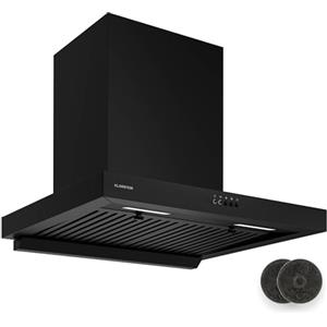 Klarstein AeroClean - Cappa da Cucina da 60cm, Cappa Aspirante a Parete, Boost: 721 m³/ora, Motore: 120W, Efficienza A++, LED: 3800-4200K, 52 dB, Filtro a Deflettore & Carboni Attivi, Nero