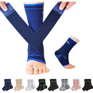 ABIRAM Coppia di fasce per piedi con fascia a compressione, tutore per caviglia per arco plantare, supporto per caviglia, calcio, basket, pallavolo, corsa, per slogature del piede, tendinite, fascite