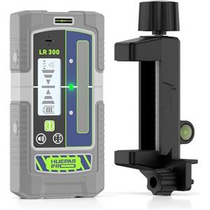Huepar Pro Ricevitore Laser Modalità Impulso Rilevatore di Linea per Livelli Laser, Esterno 60 m, Modalità Doppia Precisione, Impermeabile IP65, Morsetto Magnetico, LCD+LED, Durata di 20 Ore