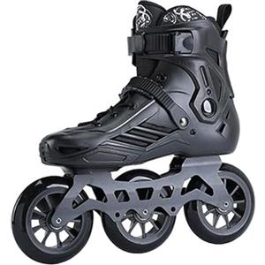 Weyot Pattini A Rotelle Adulto, Pattini in Linea Uomo Donna, Pattini da velocità A 3 Ruote da 110 Mm, Pattini Professionali, Pattini in Linea da Corsa, Unisex Black,EU 41/UK 6.5/25.5CM