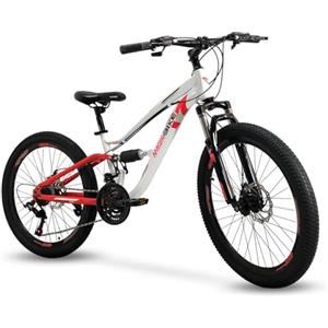 IBK Bicicletta Bici MTB 24'' Pollici Mountain Bike BIAMMORTIZZATA Ragazzo Cambio 21 Velocità Freni a Disco