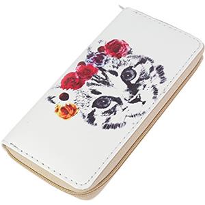 DonDon portafoglio da donna a forma di gatto, con corona di fiori