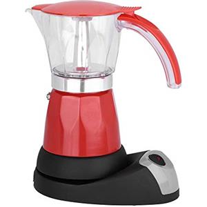 Aramox Caffettiera Elettrica, Moka Pot Elettrico 300ml 6 Tazze 480W con Piano Cottura 220V Rosso Italiano