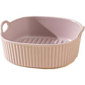 TAOZHUGONG Pirofila in ceramica, teglia per friggitrice ad aria calda, pirofila quadrata, colorata smaltata, rotonda, teglia da forno con manici per friggitrice per lasagne, patatine fritte, zuppa (viola)
